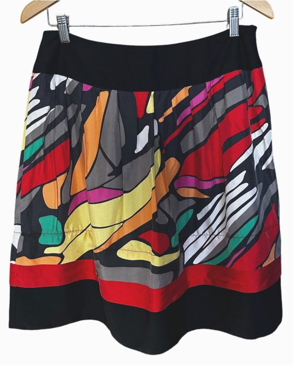 Peter Nygard Silk Abstract Geometric Statement Skirt Full High Waist Sz 8